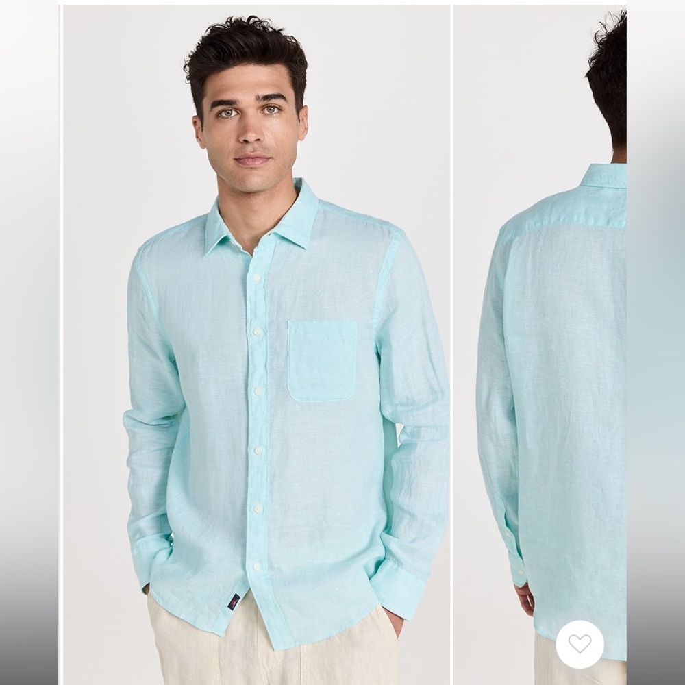 Faherty Men’s Linen Laguna Shirt Sea Breeze XL